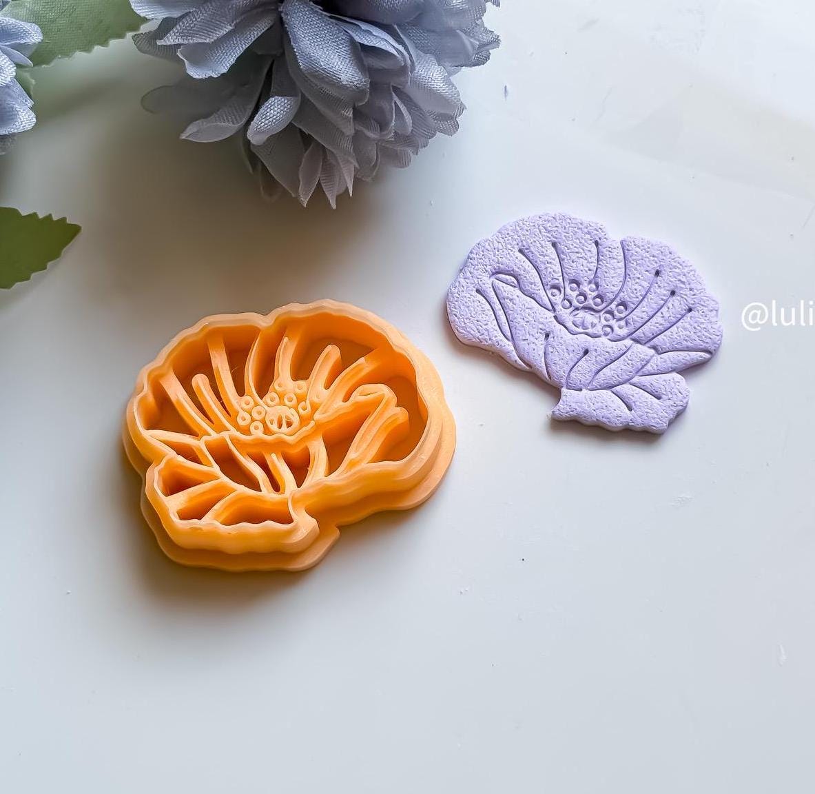 Poppy Flower Clay Cutter | Floral Polymer Clay Stamp (42mm)