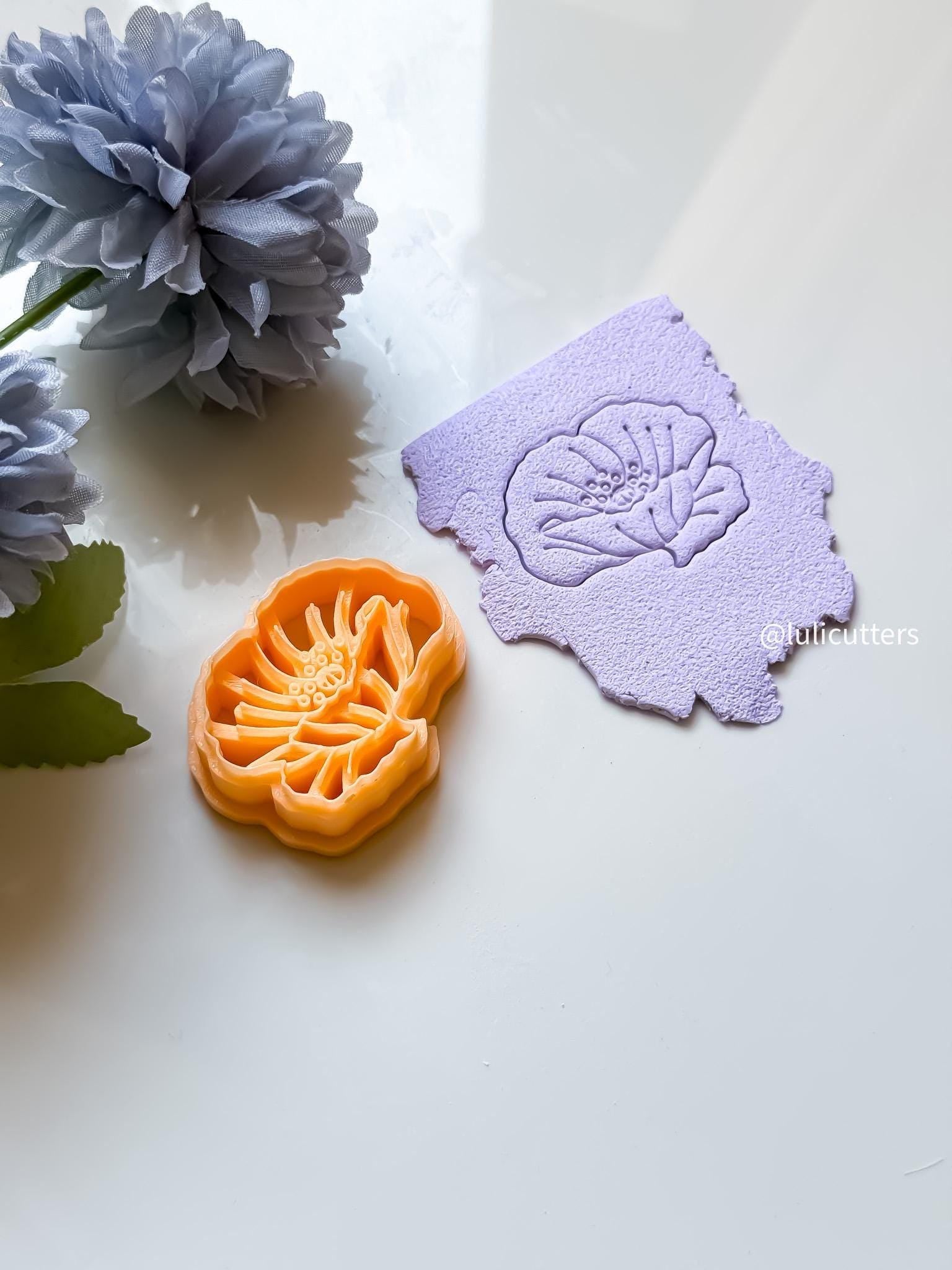 Poppy Flower Clay Cutter | Floral Polymer Clay Stamp (42mm)