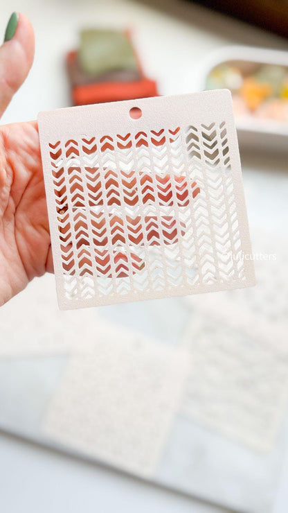 Chevron Stripe Stencil for Polymer Clay: Herringbone Texture Template