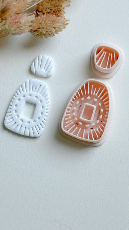 Sunburst Polymer Clay Cutter Set: Geometric Jewelry Design with Deboss