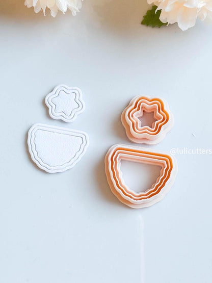 Scalloped Arch & Flower Clay Earring Cutter Set 2-Piece Topper + Base Combo