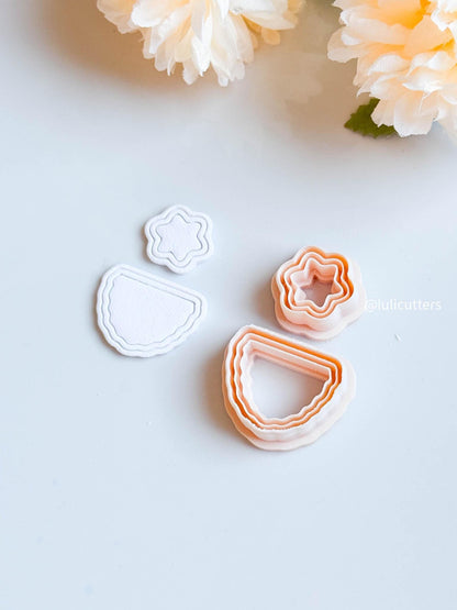 Scalloped Arch & Flower Clay Earring Cutter Set 2-Piece Topper + Base Combo