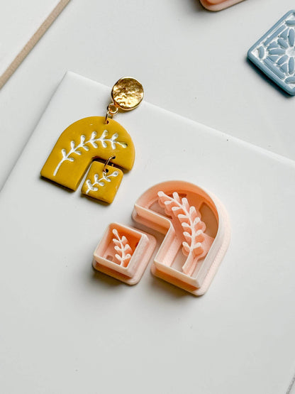 Botanical Arch and Square Clay Cutter Set with Leaf Imprint - Majolica Collection