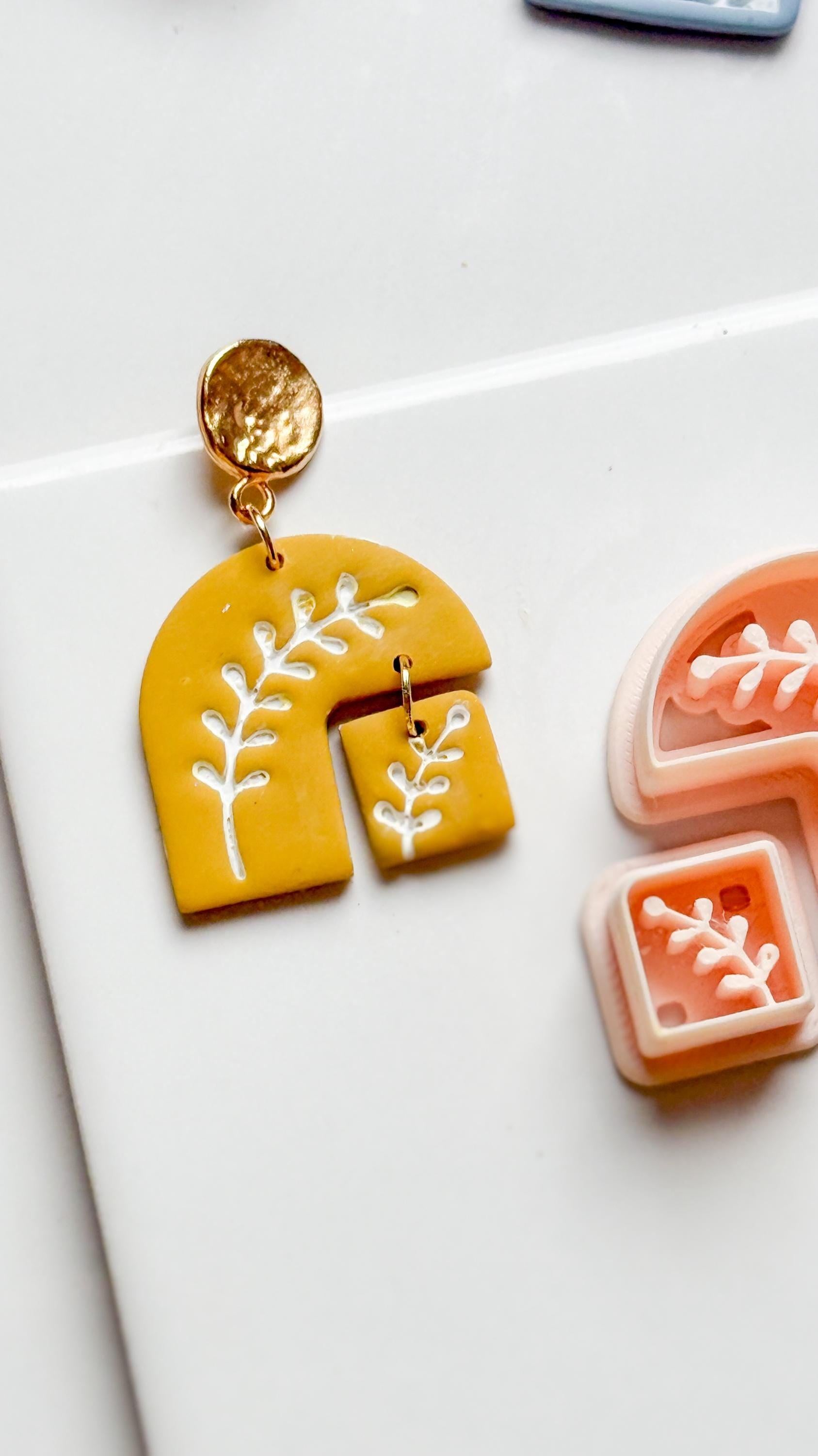 Botanical Arch and Square Clay Cutter Set with Leaf Imprint - Majolica Collection