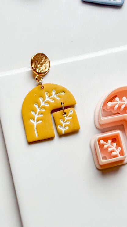 Botanical Arch and Square Clay Cutter Set with Leaf Imprint - Majolica Collection