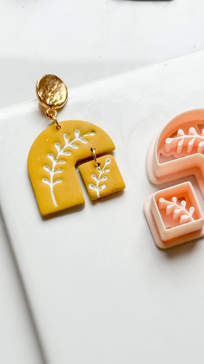 Botanical Arch and Square Clay Cutter Set with Leaf Imprint - Majolica Collection