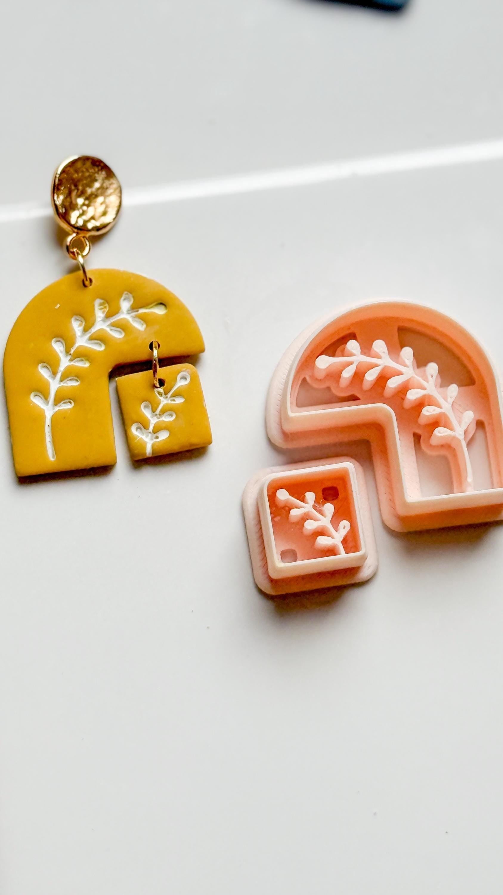 Botanical Arch and Square Clay Cutter Set with Leaf Imprint - Majolica Collection