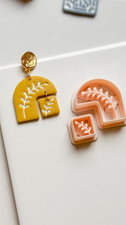 Botanical Arch and Square Clay Cutter Set with Leaf Imprint - Majolica Collection