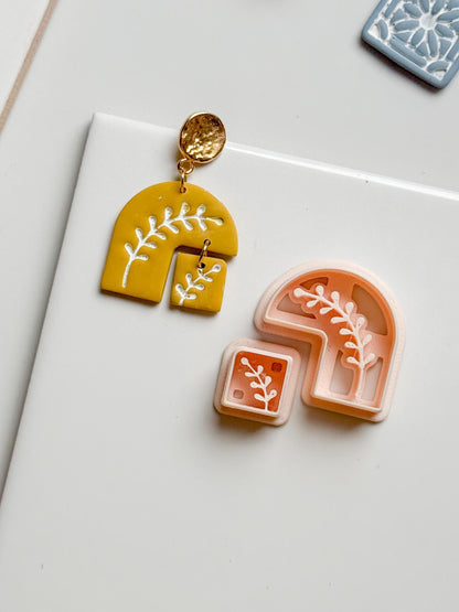Botanical Arch and Square Clay Cutter Set with Leaf Imprint - Majolica Collection