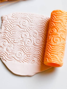 Swirling Waves Texture Roller: Deep Engraved Polymer Clay Tool (8cm)
