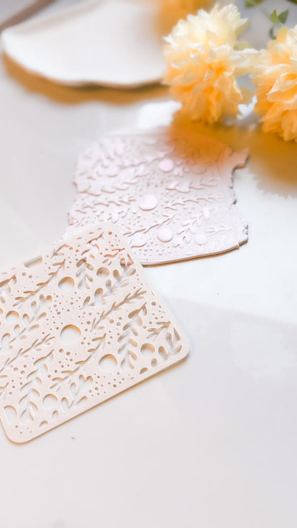 Botanical Branches & Berries Polymer Clay Stencil Organic Nature Pattern