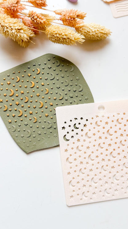 Starburst Stencil for Polymer Clay: Twinkle Star Pattern, Jewelry Design