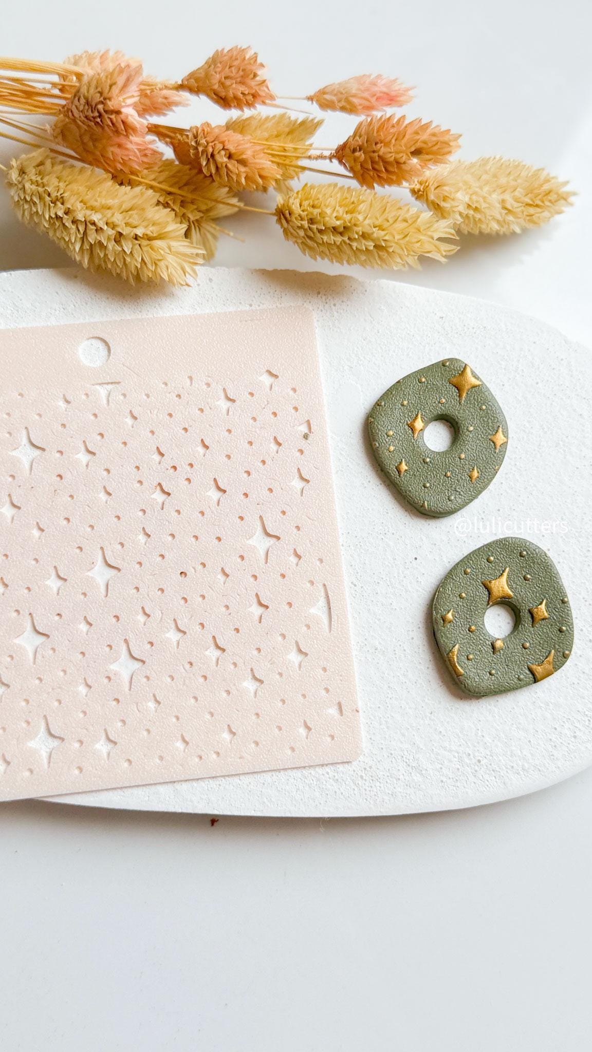 Starburst Stencil for Polymer Clay: Twinkle Star Pattern, Jewelry Design