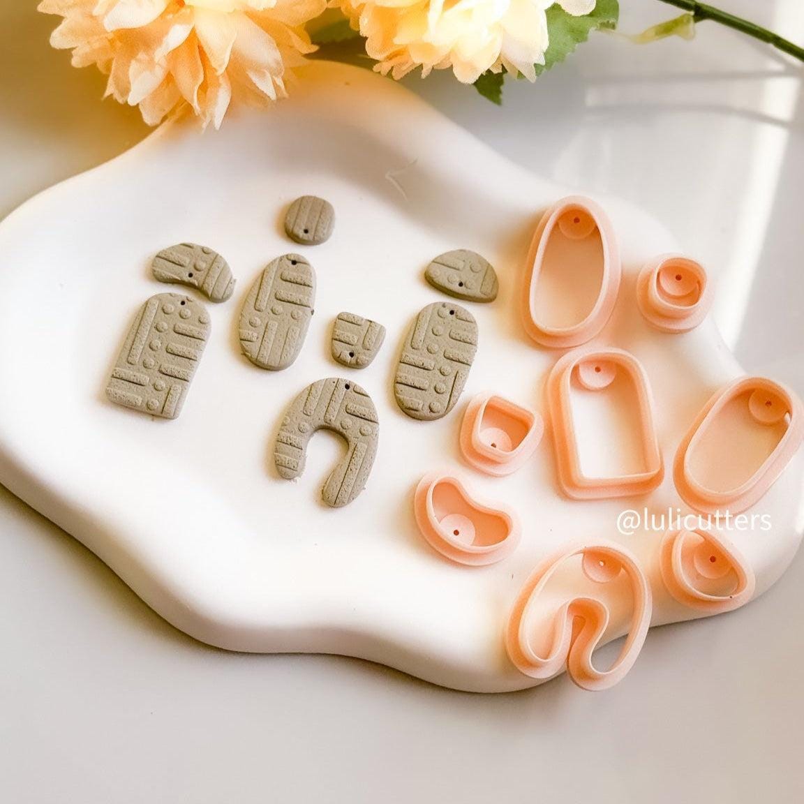 Polymer Clay Earring Cutter Set: Organic Shapes, Stud & Dangle (14 Piece)