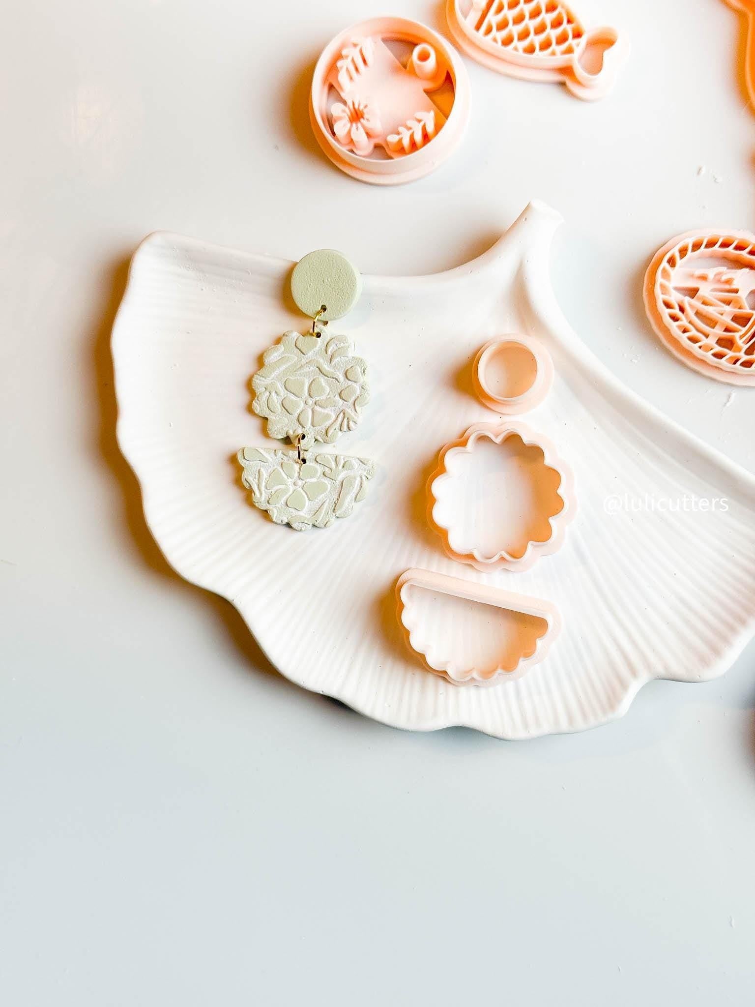 Scalloped Clay Cutter Set: 3-Piece Earring Shapes