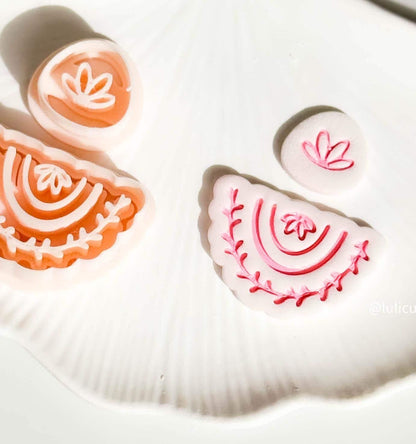 Boho Floral Arch Clay Cutter Set Includes Scalloped Base + Leafy Topper