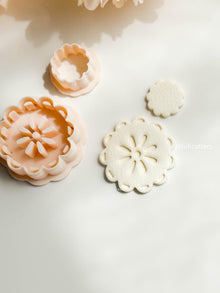 Scalloped Floral Earring Cutter Set Includes Faux Ceramic Style Base + Topper