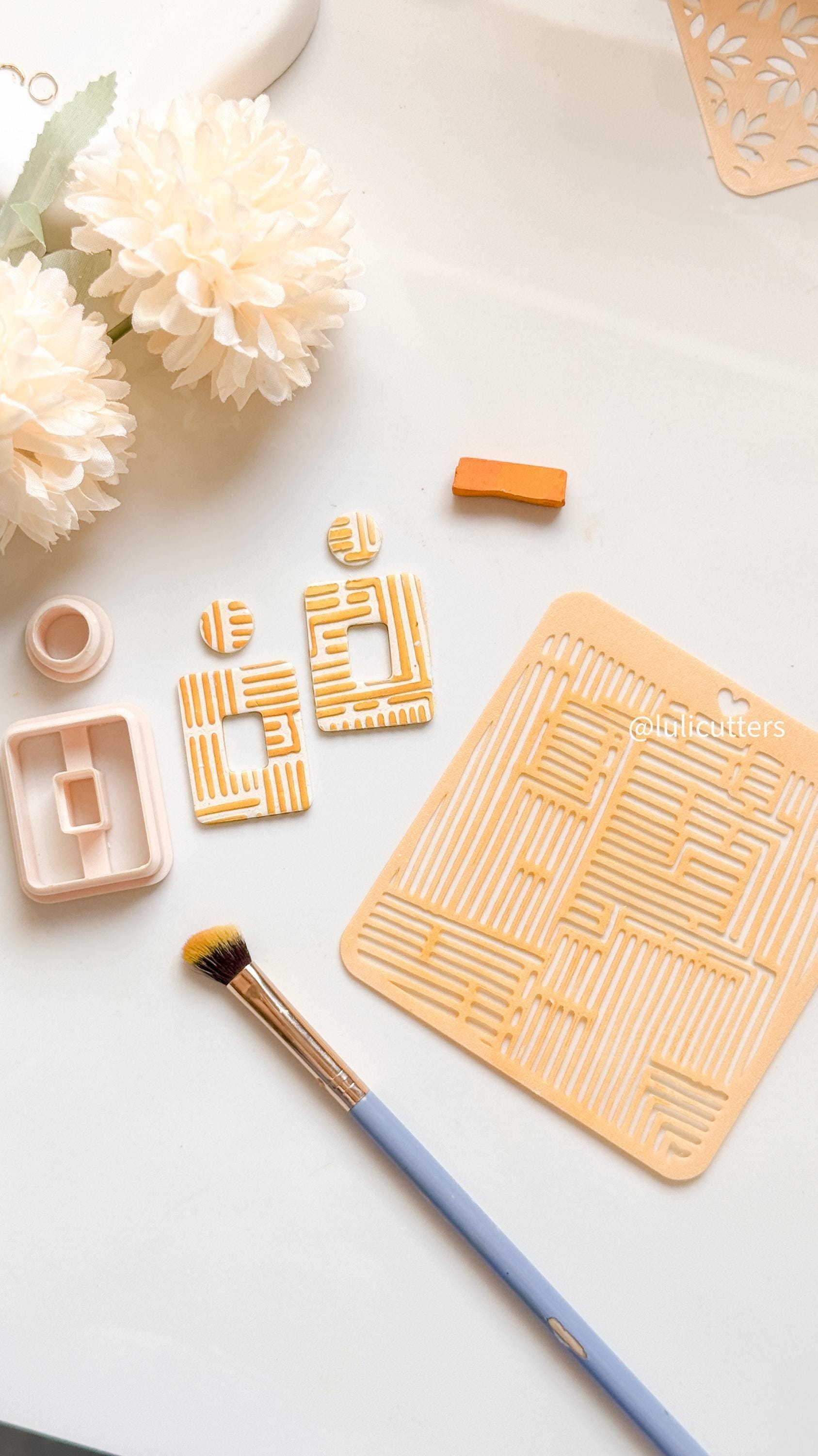 Geometric Lines Polymer Clay Stencil Modern Abstract Pattern Texture Sheet for Jewelry and Crafts