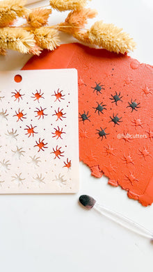 Spider Stencil for Polymer Clay: Halloween Jewelry Texture Template