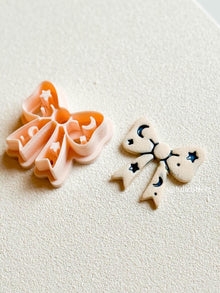 Celestial Bow Clay Cutter 30mm Earring or Charm Cutter with Star & Moon Imprints