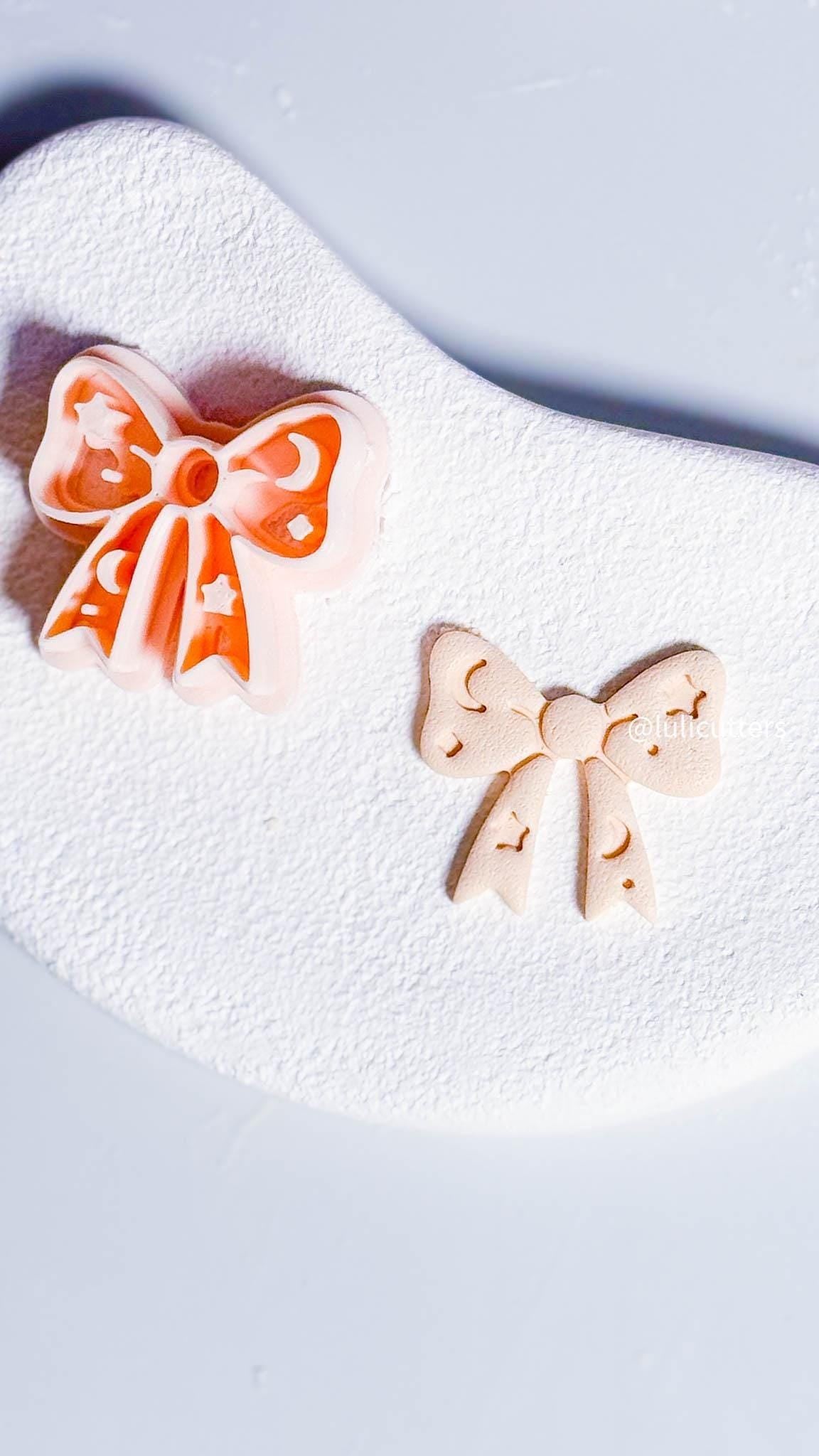 Celestial Bow Clay Cutter 30mm Earring or Charm Cutter with Star & Moon Imprints