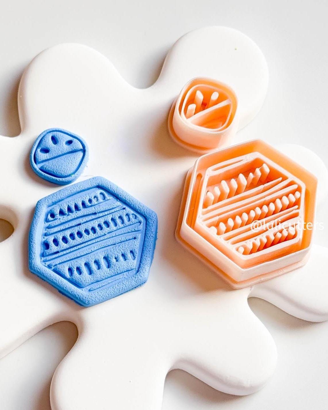 Geometric Hexagon Clay Cutter Set: Tribal Texture, Polymer Clay Earrings