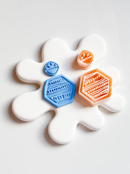 Geometric Hexagon Clay Cutter Set: Tribal Texture, Polymer Clay Earrings