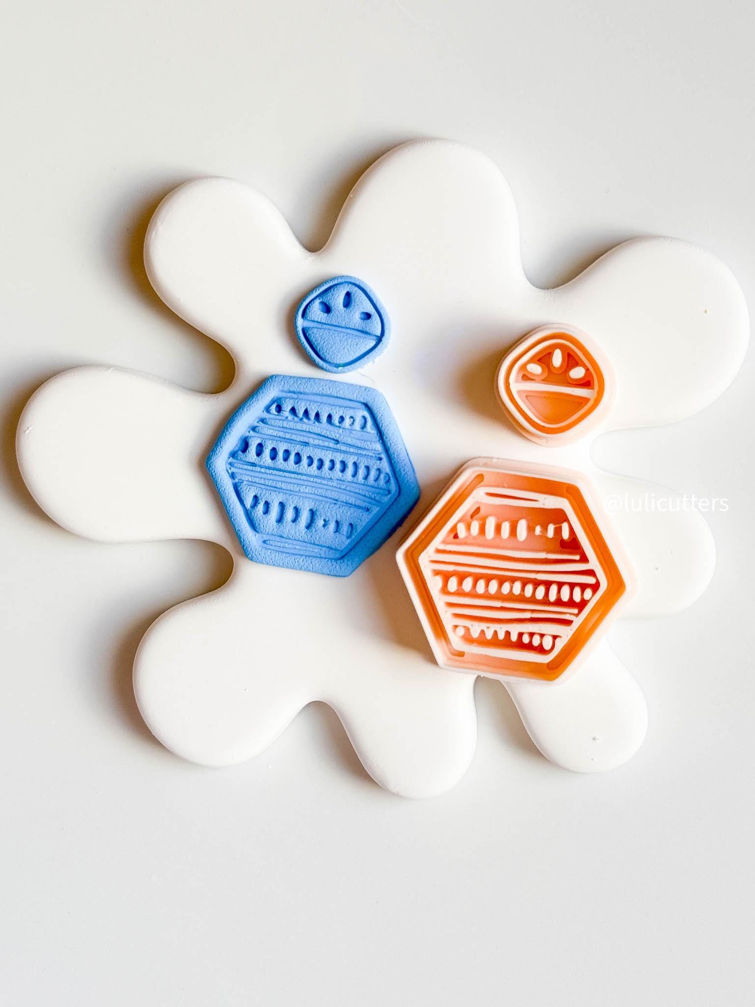 Geometric Hexagon Clay Cutter Set: Tribal Texture, Polymer Clay Earrings