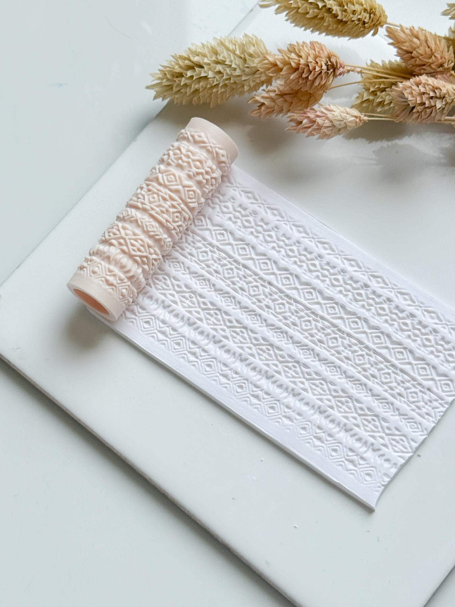 Geometric Tribal Pattern Polymer Clay Roller Embossing Texture Tool