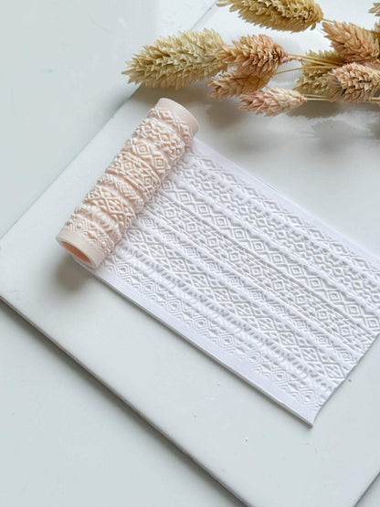 Geometric Tribal Pattern Polymer Clay Roller Embossing Texture Tool