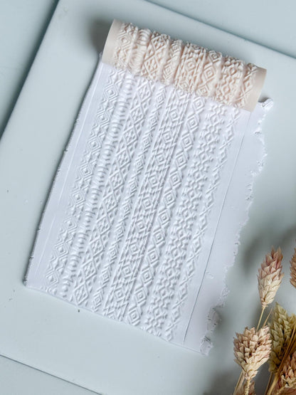 Geometric Tribal Pattern Polymer Clay Roller Embossing Texture Tool