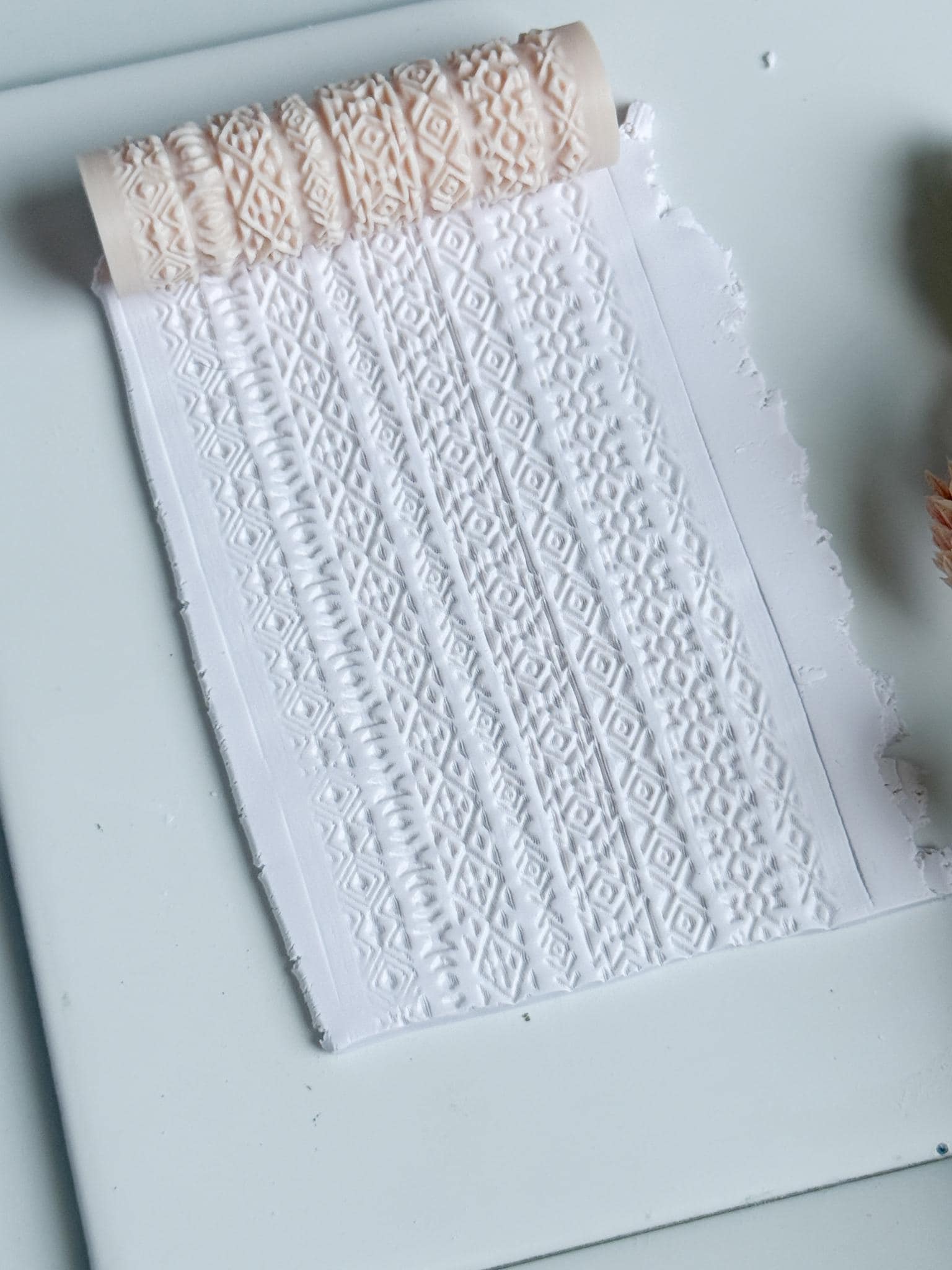 Geometric Tribal Pattern Polymer Clay Roller Embossing Texture Tool