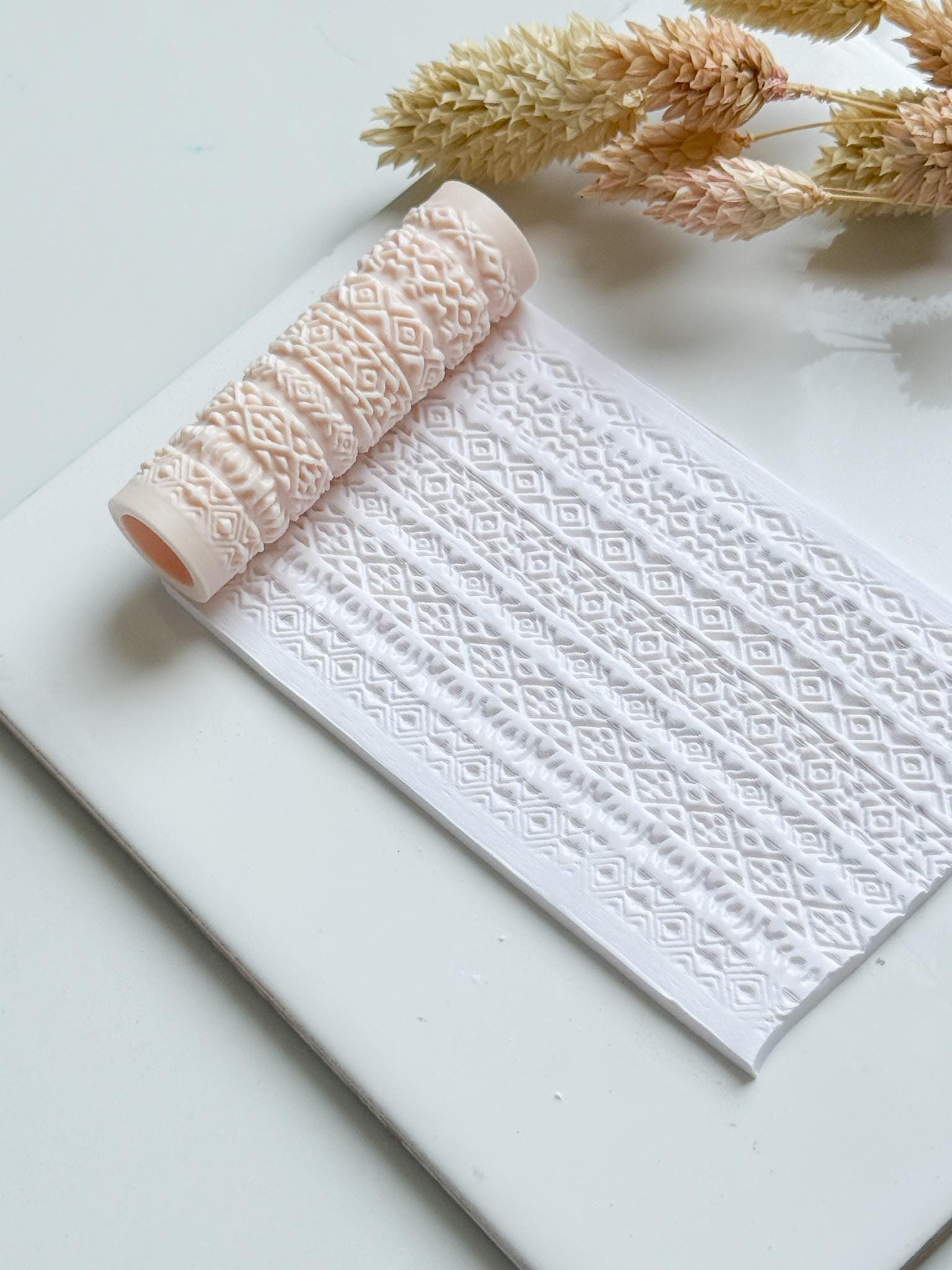 Geometric Tribal Pattern Polymer Clay Roller Embossing Texture Tool