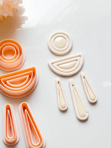 Geometric Clay Earring Cutter Set Includes Arch Drop + Circle + Half Moon Topper