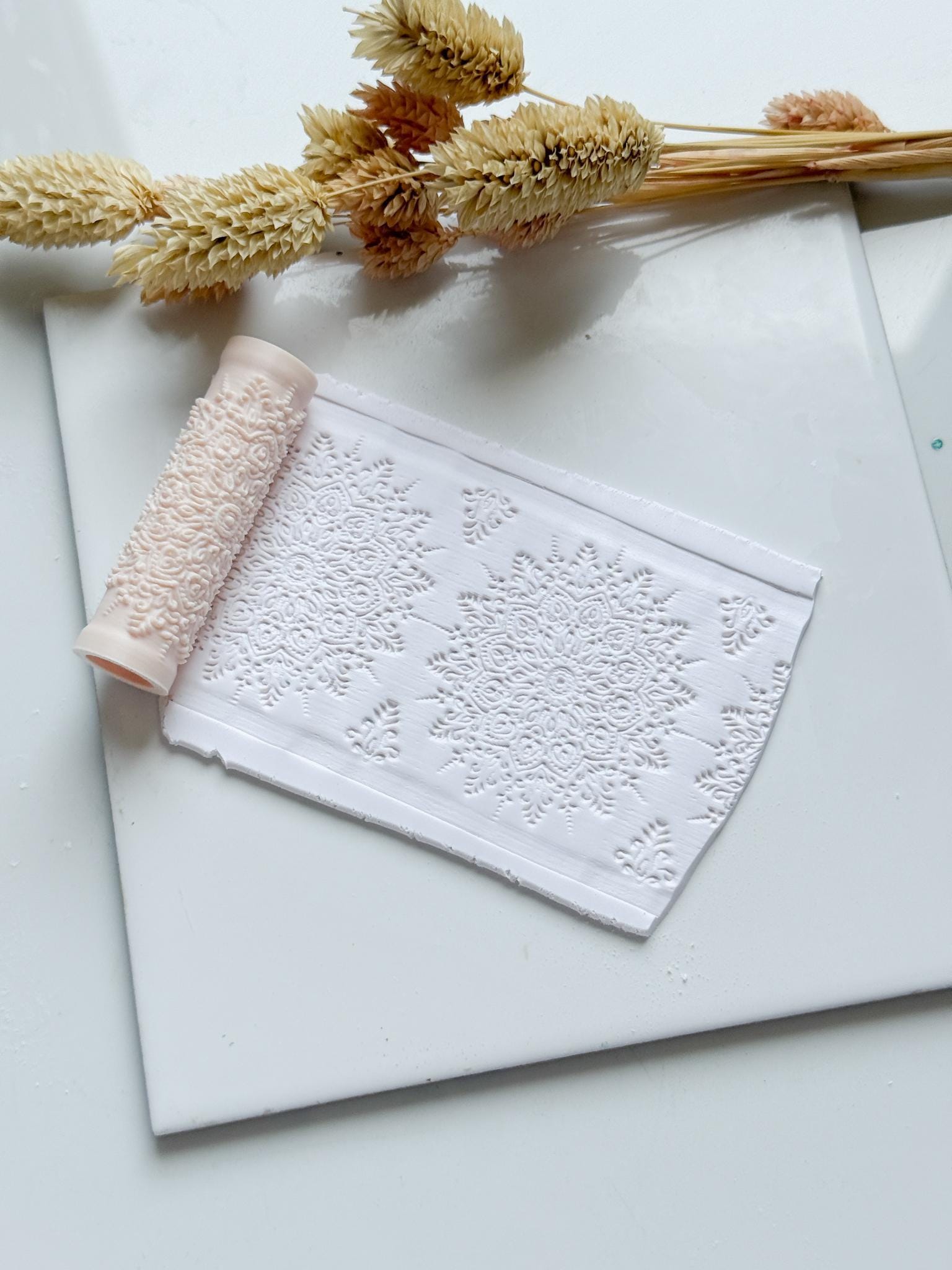 Lace Floral Pattern Polymer Clay Roller Embossing Texture Tool