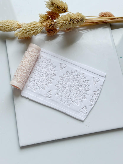 Lace Floral Pattern Polymer Clay Roller Embossing Texture Tool
