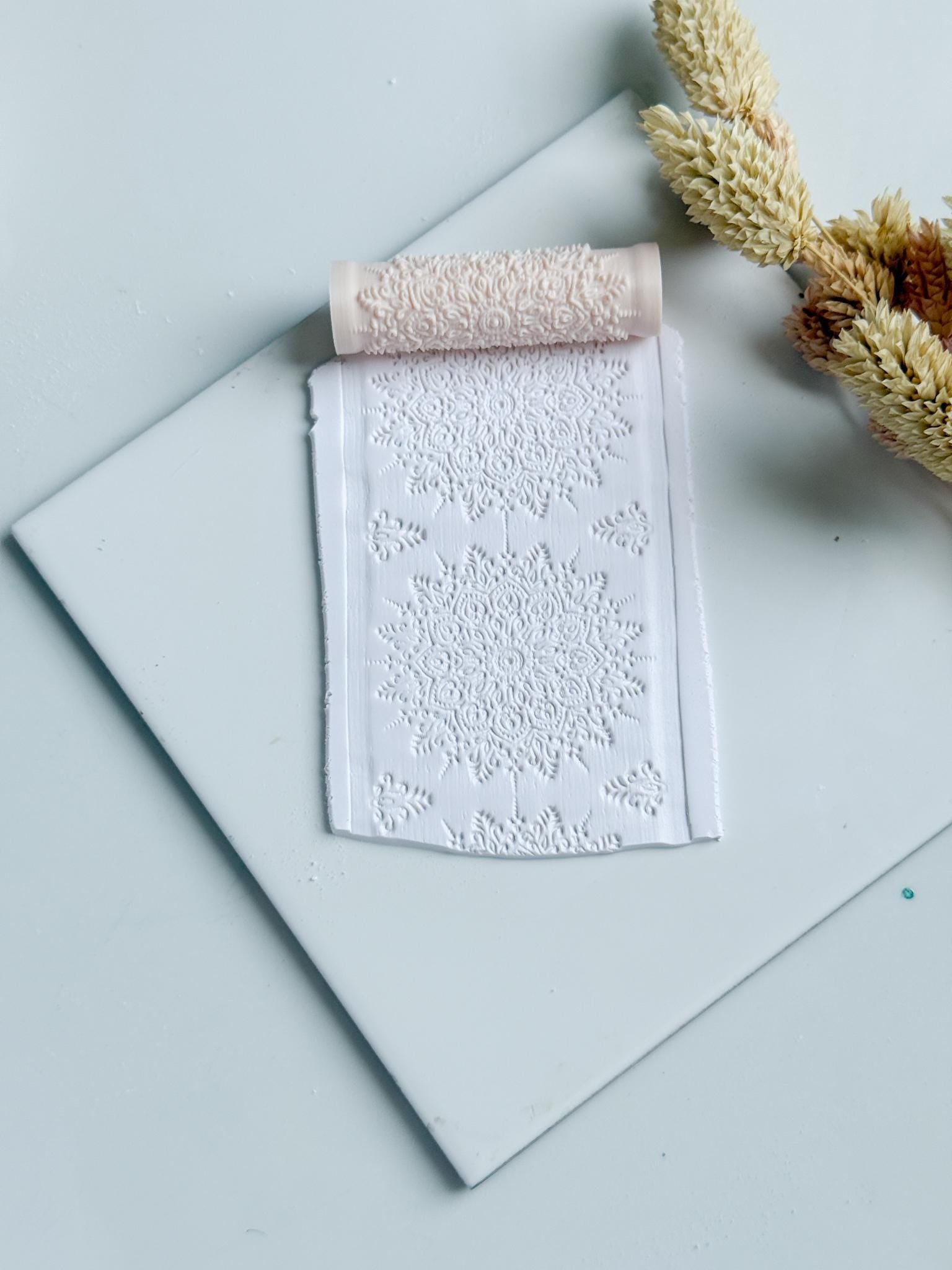 Lace Floral Pattern Polymer Clay Roller Embossing Texture Tool
