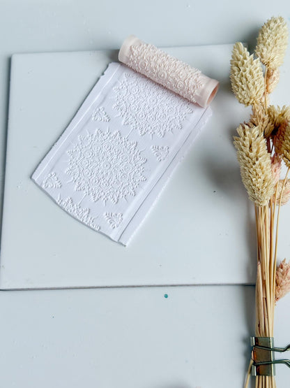 Lace Floral Pattern Polymer Clay Roller Embossing Texture Tool