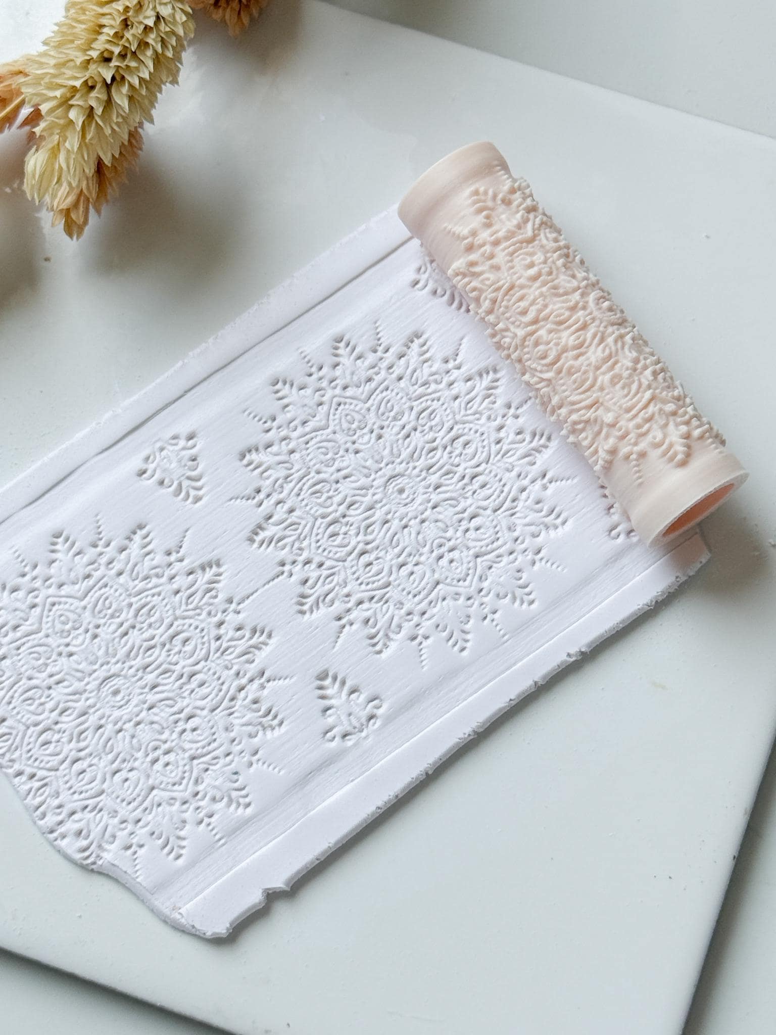Lace Floral Pattern Polymer Clay Roller Embossing Texture Tool