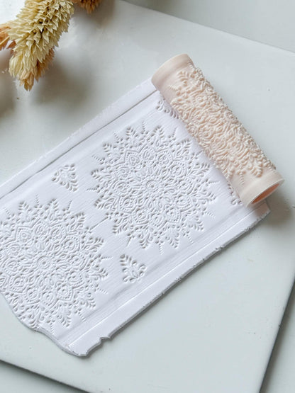 Lace Floral Pattern Polymer Clay Roller Embossing Texture Tool