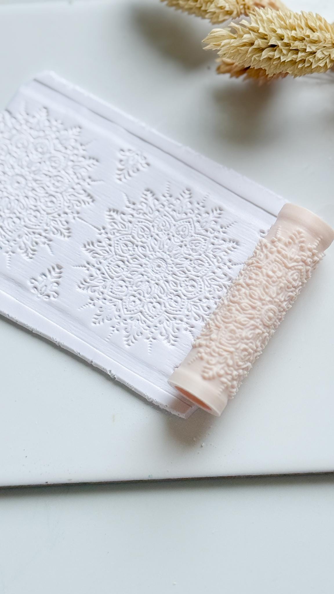 Lace Floral Pattern Polymer Clay Roller Embossing Texture Tool
