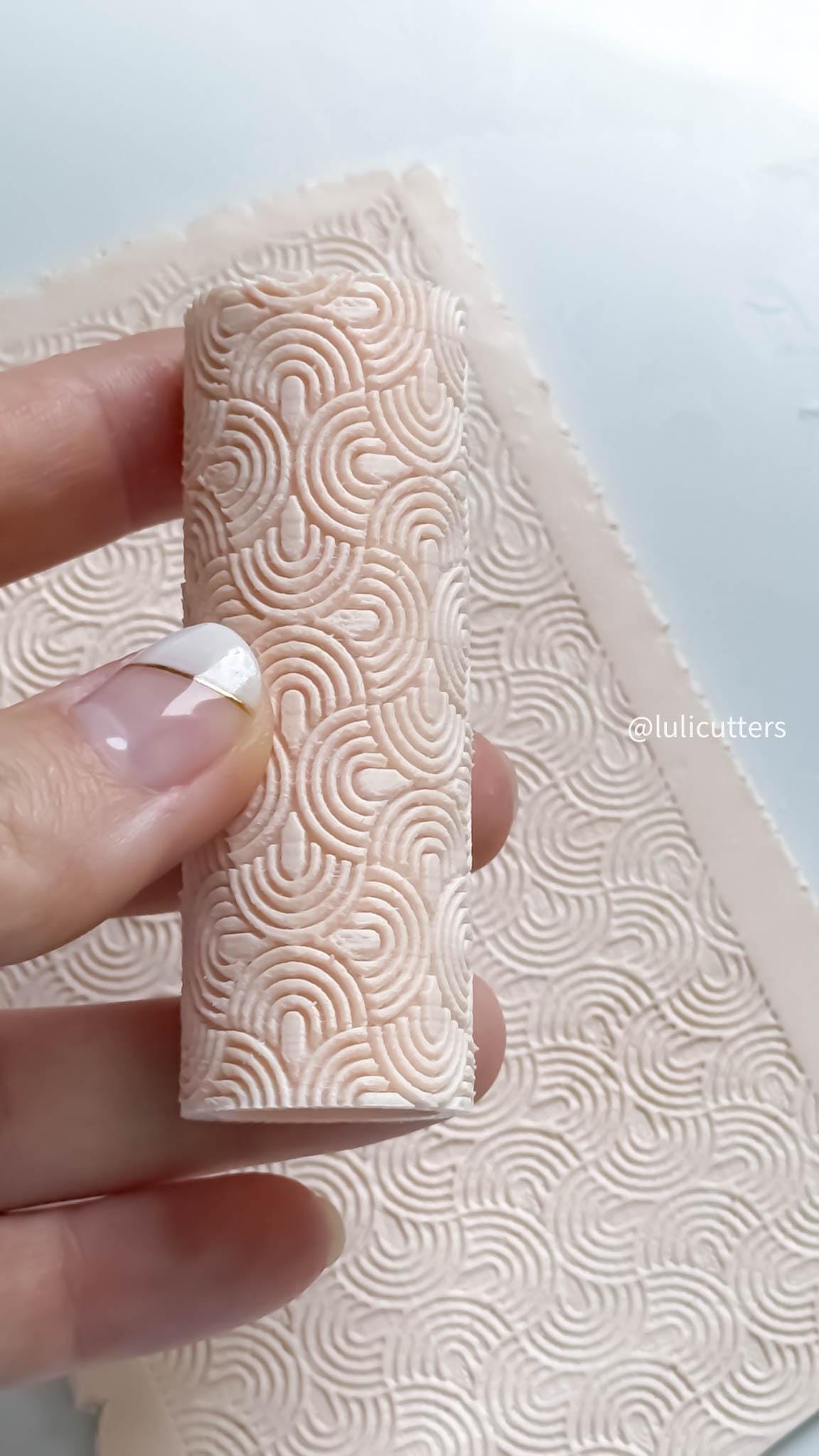 Geometric Retro Texture Roller: Polymer Clay Tile Pattern