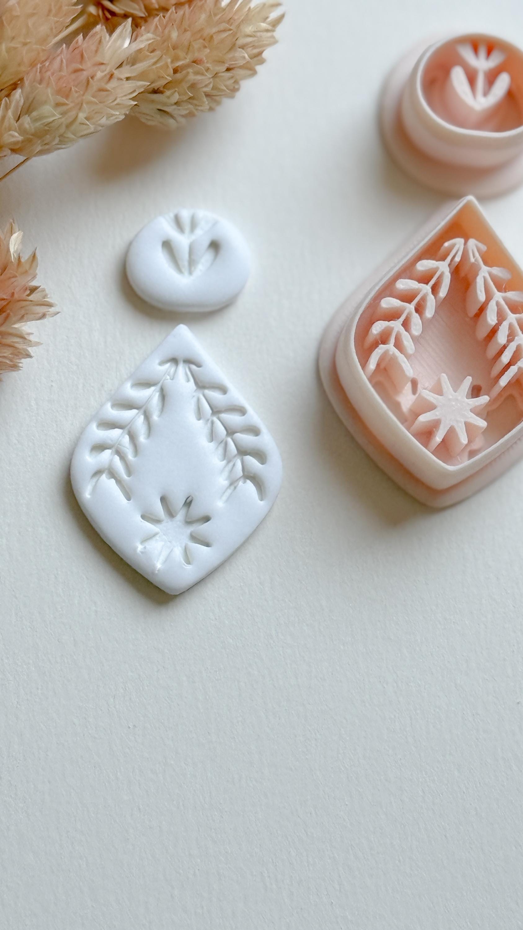 Leaf Frame & Flower Topper Cutter Set: Polymer Clay Jewelry Mold