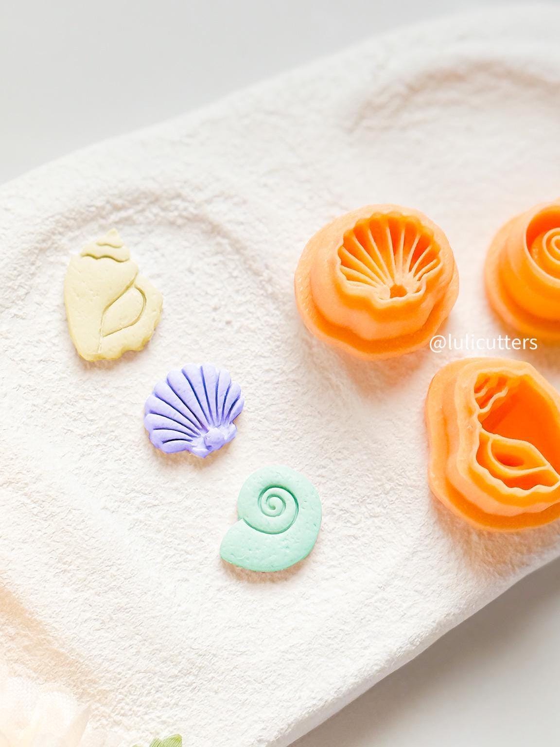 Seashell Polymer Clay Earring Cutters: Conch, Scallop & Spiral
