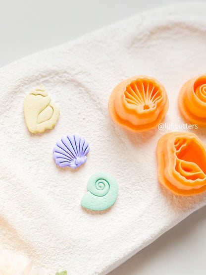 Seashell Polymer Clay Earring Cutters: Conch, Scallop & Spiral