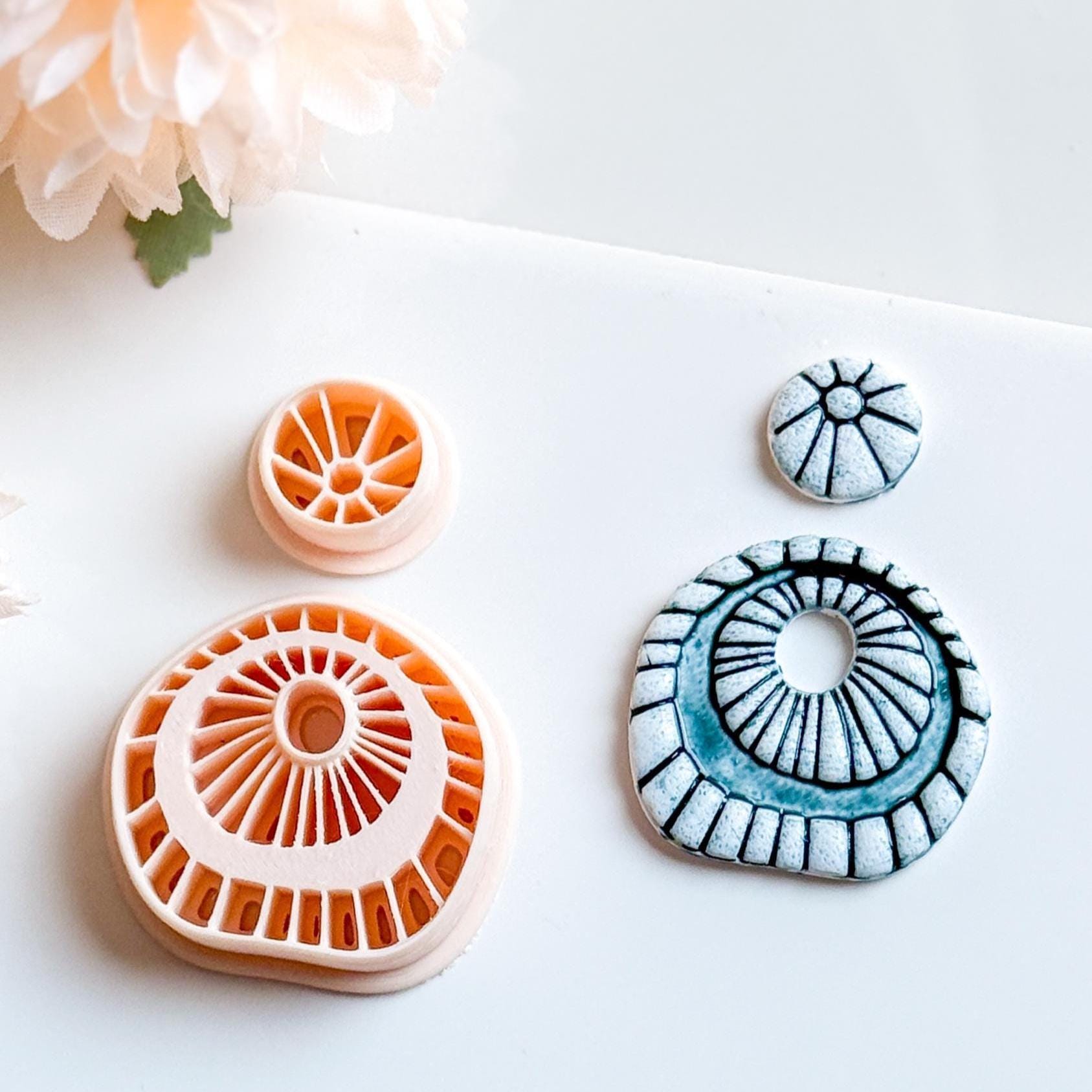 Rustic Ceramic Clay Earring Cutter Set: Boho Debossed Texture