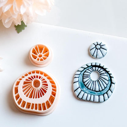 Rustic Ceramic Clay Earring Cutter Set: Boho Debossed Texture