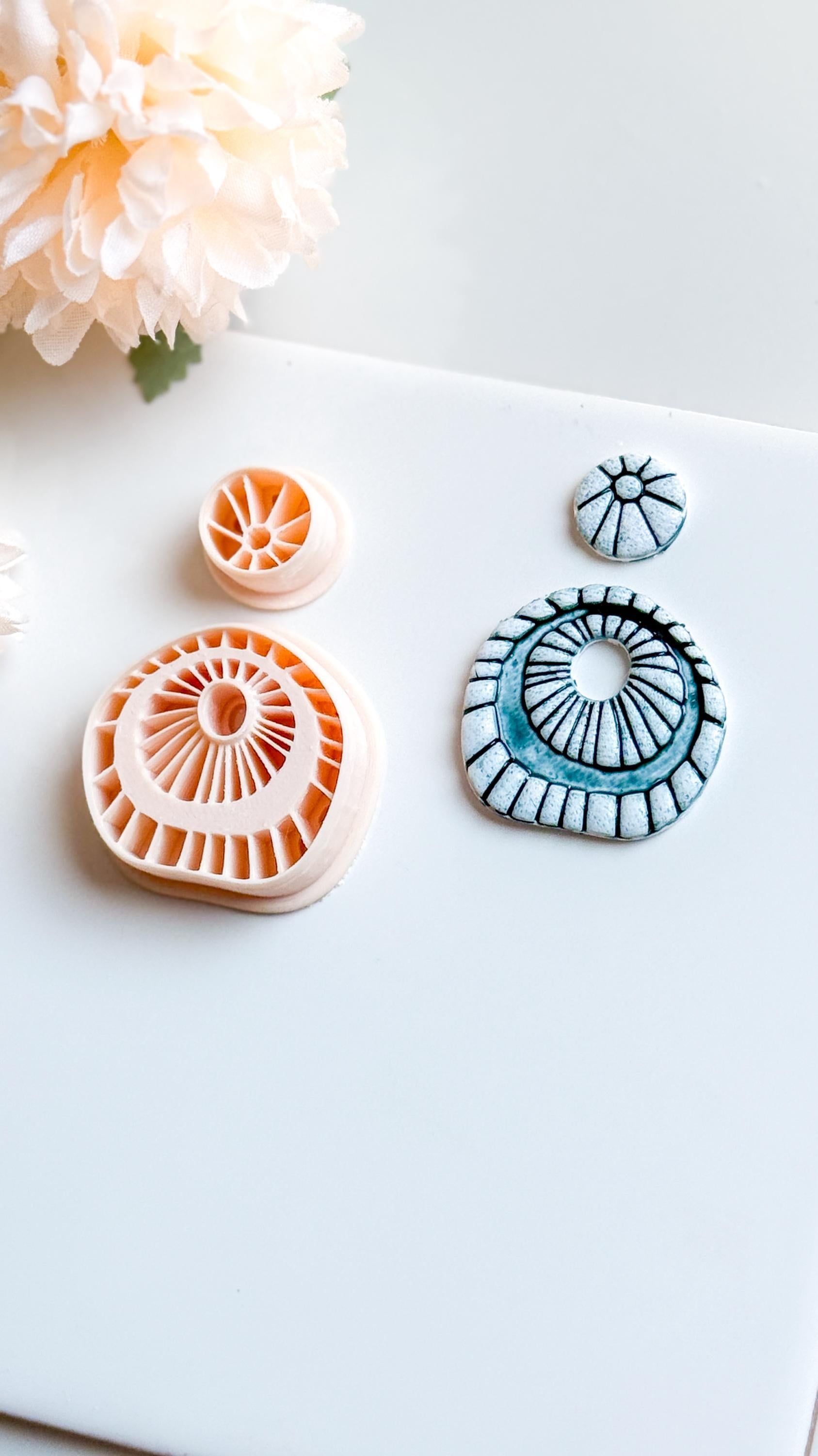 Rustic Ceramic Clay Earring Cutter Set: Boho Debossed Texture