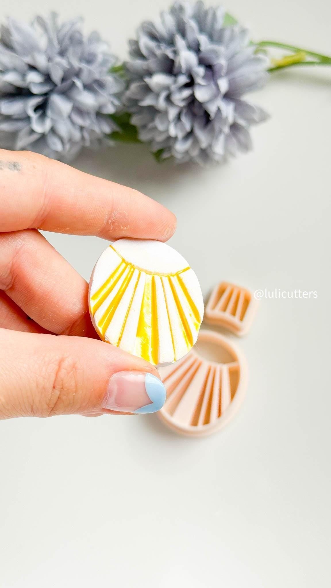 Sunburst Clay Cutter Set Faux Ceramic Art Deco Design