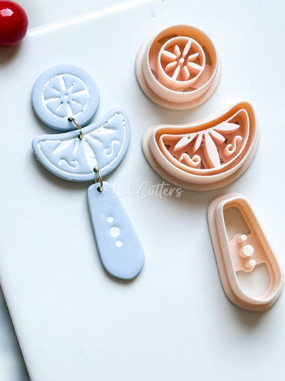 Boho Rosette & Crescent Polymer Clay Cutter Set 3 Piece Earring Drop Shapes